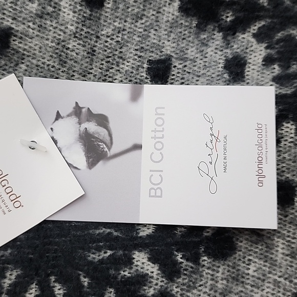 Antonio Salgado  Throw Blanket Grey Black Knit Cotton Blend 50" X 63" Snowflakes - Picture 8 of 12